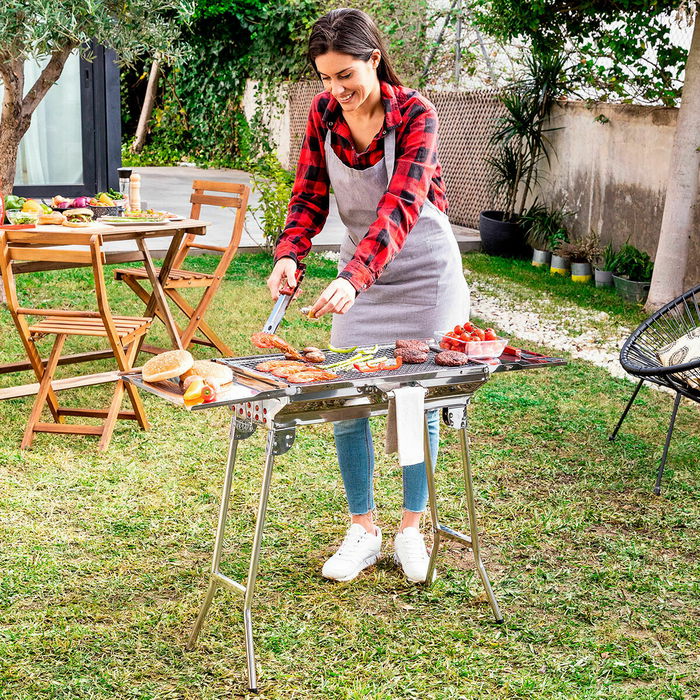 Pack Barbecue au Charbon de Bois Pliable en Acier Inoxydable et Tapis de Cuisson pour Four et Barbecue InnovaGoods