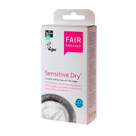 FAIR SQUARED Preservatifs Sensitive Dry 10 Unités - Latex 100% Naturel 52 mm - Commerce équitable et Vegan
