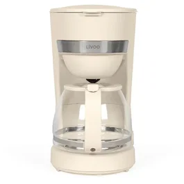 Livoo Cafetière électrique DOD200C - 750 W - 1.25 L (10-12 tasses) - Blanc cassé - Porte-filtre amovible, anti-gouttes, maintien au chaud