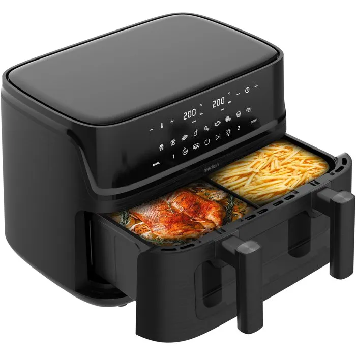 Medion Air Fryer P25 XXL Flex M 10,8 L Noir Mat