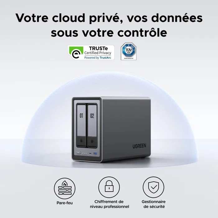 Ugreen NASync DXP2800 - Serveur NAS 2 baies avec Intel N100, 8 Go RAM DDR5, 2 ports 2.5 GbE, 2 baies SATA + NVMe, support RAID jusqu'à 64 To, UGOS Pro Ugreen NASync DXP2800 - Serveur NAS 2 baies avec Intel N100, 8 Go RAM DDR5, 2 ports 2.5 GbE, 2 baies SATA + NVMe, support RAID jusqu'à 64 To, UGOS Pro