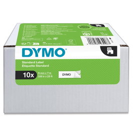 Dymo Ruban D1 9mm x 7m Noir sur Blanc (Lot de 10)