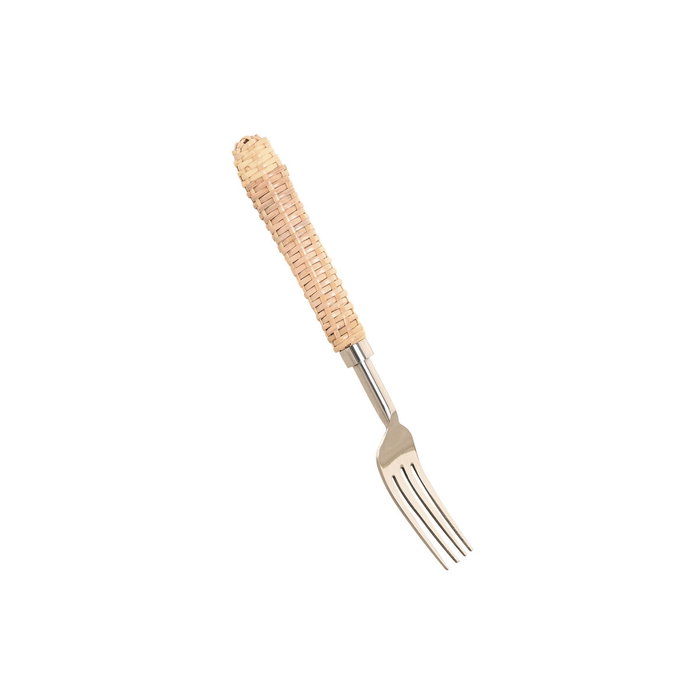 Couverts Home ESPRIT Argenté Naturel Acier inoxydable Rotin 4,5 X 2 X 21 CM 16 Pièces