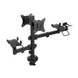 TooQ Support de Bureau pour 2 Écrans 17 à 32 Pouces, VESA 75x75 / 100x100 mm, Inclinable, Pivotant, Noir