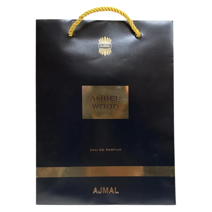 Ajmal Sac de courses en carton Amber Wood Noir Ajmal Sac de courses en carton Amber Wood Noir