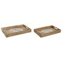 Home ESPRIT Plateau apéritif Arbre Indien Décapé Blanc Naturel (Lot de 2) 43,5 x 27 x 5,5 cm