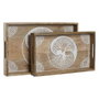 Home ESPRIT Plateau apéritif Arbre Indien Décapé Blanc Naturel (Lot de 2) 43,5 x 27 x 5,5 cm