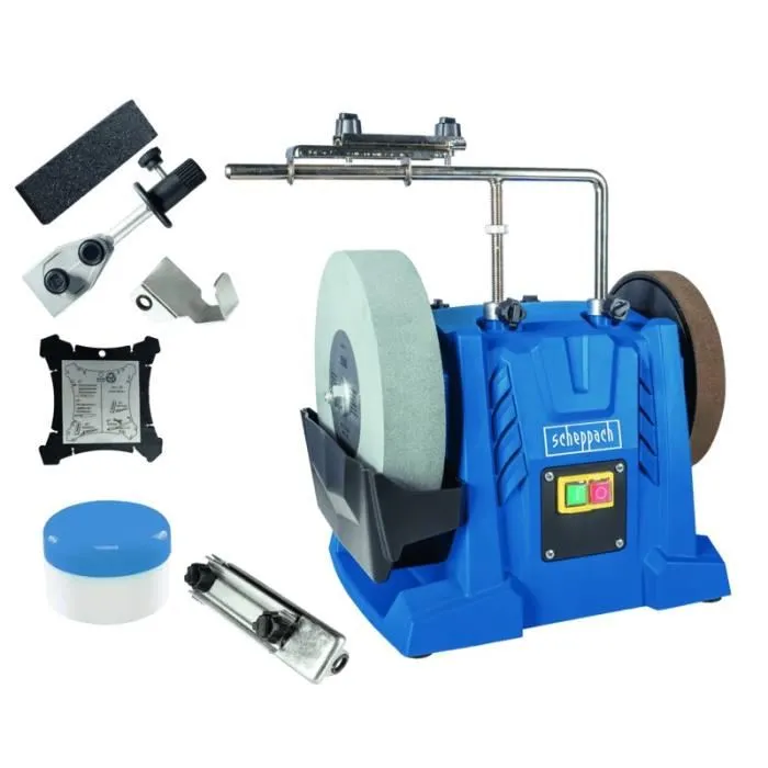 Scheppach Affûteuse à eau avec meule 250 mm et dispositif universel 70 pour outils droits et couteaux