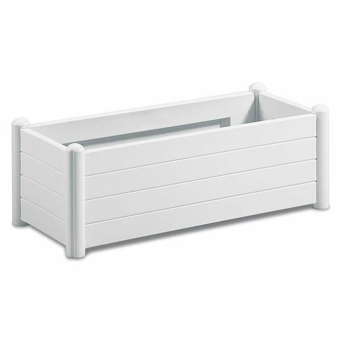 Stefanplast Jardinière rectangulaire Italia finition effet bois Blanc 100x43x35cm 80L
