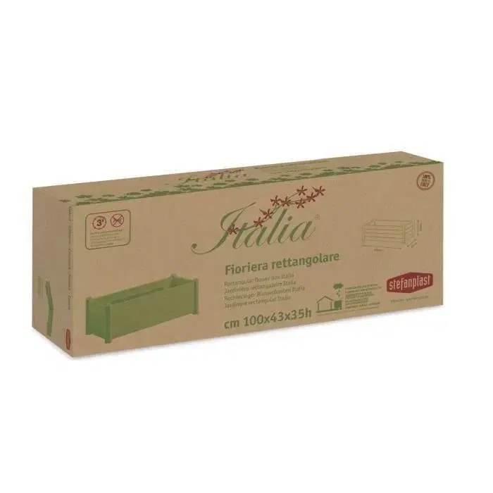 STEFANPLAST Bac à fleurs rectangulaire - Finition effet bois - 100 x 43 x H 35 cm - 80 L - Blanc STEFANPLAST Bac à fleurs rectangulaire - Finition effet bois - 100 x 43 x H 35 cm - 80 L - Blanc