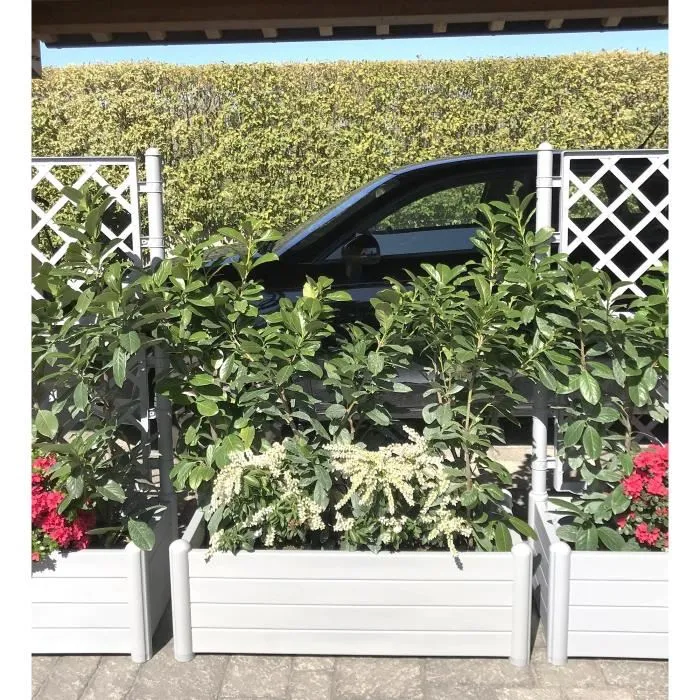 STEFANPLAST Bac à fleurs rectangulaire - Finition effet bois - 100 x 43 x H 35 cm - 80 L - Blanc STEFANPLAST Bac à fleurs rectangulaire - Finition effet bois - 100 x 43 x H 35 cm - 80 L - Blanc