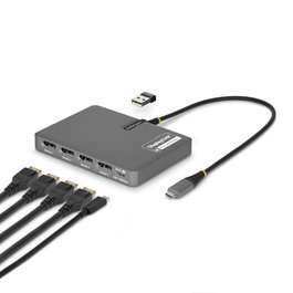 Startechcom Station d'accueil USB-C avec 4x DisplayPort 4K 60Hz et PD 140W, Space Gray