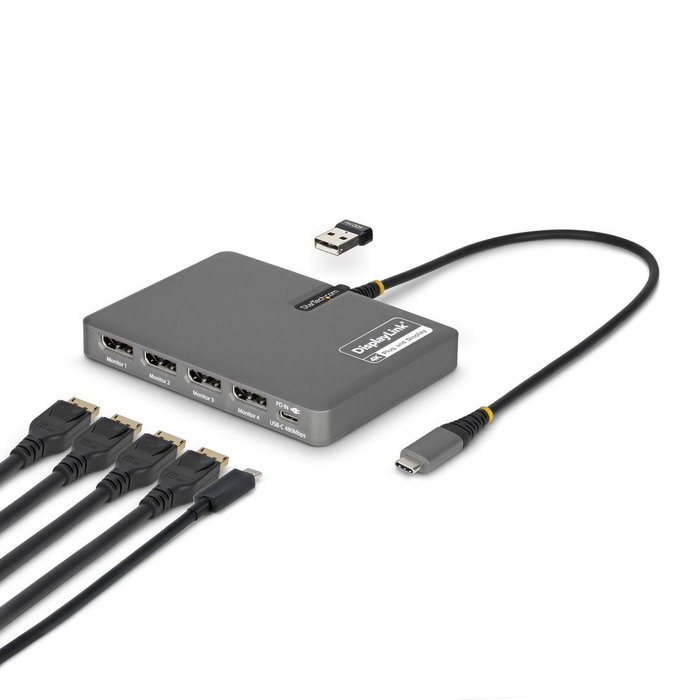 Startechcom Station d'accueil USB-C avec 4x DisplayPort 4K 60Hz et PD 140W, Space Gray Startechcom Station d'accueil USB-C avec 4x DisplayPort 4K 60Hz et PD 140W, Space Gray