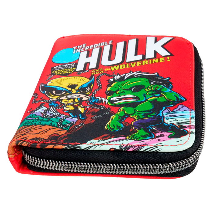 LOUNGEFLY Portefeuille à rabat de collection Marvel 50th Anniversary Wolverine Comic Action en cuir synthétique