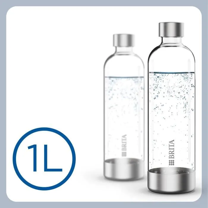 Brita - Pack de 2 Bouteilles Rechargeables 1L pour Machine à Soda SodaONE - Compatibles SodaONE, PET Durable