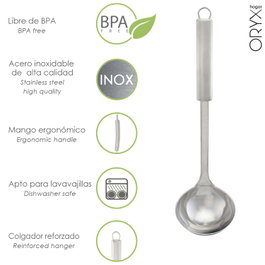 ORYX Cuillère à louche de cuisine en acier inoxydable 9 x 33,5 cm