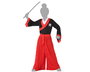 Déguisement Samurai Japonais pour Enfant Garçon 3-4 Ans - Costume Oriental Inspiré des Arts Martiaux avec Chemise Noire et Pantalon Rouge