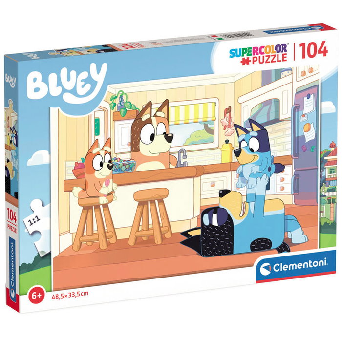 CLEMENTONI - Puzzle Educatif Bluey 104 Pièces (Jeu en Espagnol) - Format 48.5x33.5 cm - Jeu de Société Famille CLEMENTONI - Puzzle Educatif Bluey 104 Pièces (Jeu en Espagnol) - Format 48.5x33.5 cm - Jeu de Société Famille