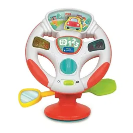 CLEMENTONI Volant bébé parlant éducatif - Jouet avec lumières LED, sons, bouton chiffres et rétroviseur - Développe la motricité - À partir de 6 mois