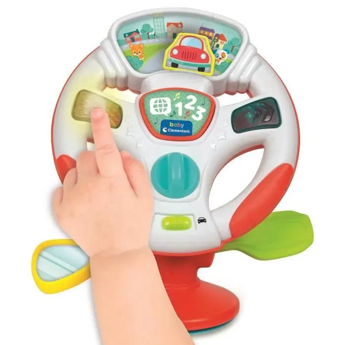 CLEMENTONI Volant bébé parlant éducatif - Jouet avec lumières LED, sons, bouton chiffres et rétroviseur - Développe la motricité - À partir de 6 mois CLEMENTONI Volant bébé parlant éducatif - Jouet avec lumières LED, sons, bouton chiffres et rétroviseur - Développe la motricité - À partir de 6 mois