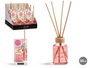 Acorde Diffuseur Mikado 50 ml Fraise et Crème avec Tige 7x17x5 cm Rose Verre et Rotin (Set de 12)