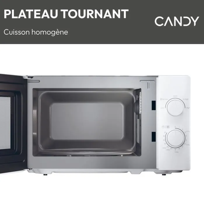 Candy CMW20SMW - Micro-ondes Solo 20 L - 700W - Interface mécanique - 5 niveaux de puissance - Blanc Candy CMW20SMW - Micro-ondes Solo 20 L - 700W - Interface mécanique - 5 niveaux de puissance - Blanc
