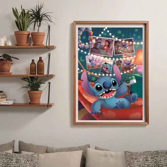 CLEMENTONI - Puzzle Compact 1000 pièces - Stitch - 70 x 50 cm avec poster - Idéal pour collection et cadeau