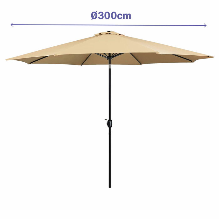 Marbueno Parasol Acier 8 Brins D300 cm Polyester Marron Jardin, Piscine, Terrasse