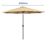 Marbueno 10485 Sombrilla Acero 8 Varillas 300 cm Polyester Marron Jardin Piscine Terrasse