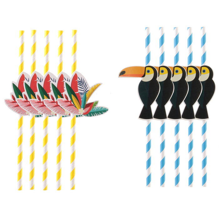 Pick and Drink Lot de 10 pailles de 20 cm EXOTIC SAUVAGE