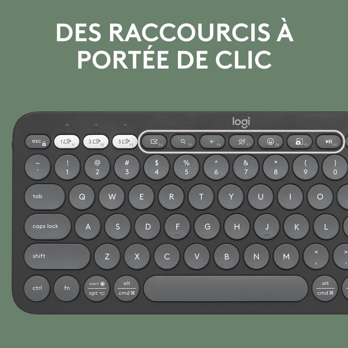 Logitech Pebble Keys 2 K380s - Clavier Bluetooth Ultraportable et Compact pour 3 Appareils (Windows, macOS, iOS, Android) - Design Fin en Plastique Recyclé