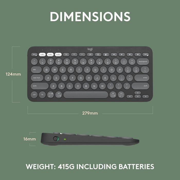 Logitech Pebble Keys 2 K380s - Clavier Bluetooth Ultraportable et Compact pour 3 Appareils (Windows, macOS, iOS, Android) - Design Fin en Plastique Recyclé