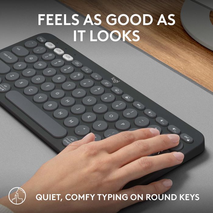 Logitech Pebble Keys 2 K380s - Clavier Bluetooth Ultraportable et Compact pour 3 Appareils (Windows, macOS, iOS, Android) - Design Fin en Plastique Recyclé