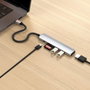Satechi - Adaptateur Multiport USB-C Slim 6-en-1 - HDMI 4K @60Hz - Ports USB-A - Ethernet Gigabit - USB-C PD 100W - Aluminium Argenté