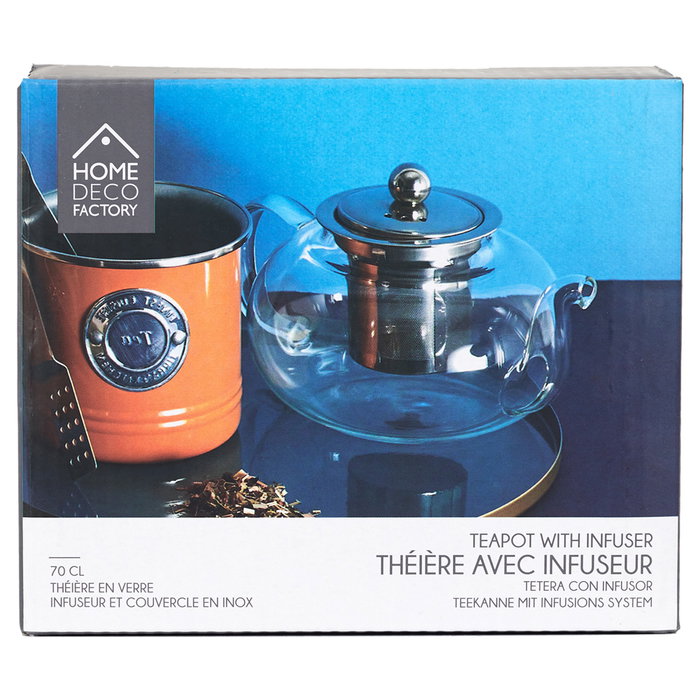 Home Deco Factory Théière avec infuseur 700 ml en verre borosilicate