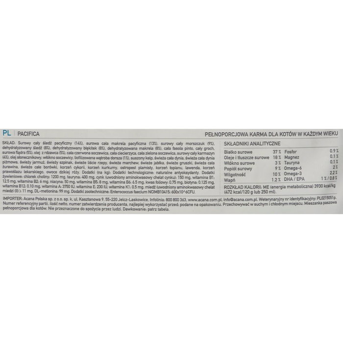 Aliments pour chat Acana Pacific Poisson Agneau 4,5 Kg Aliments pour chat Acana Pacific Poisson Agneau 4,5 Kg