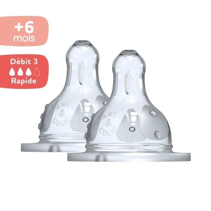 Dodie Biberon Initiation+ Anti-Coliques Lot de 2, 3 Vitesses, Tétine Ronde Large D3/6m+, Double Valve, Système Extra-Souple Dodie Biberon Initiation+ Anti-Coliques Lot de 2, 3 Vitesses, Tétine Ronde Large D3/6m+, Double Valve, Système Extra-Souple