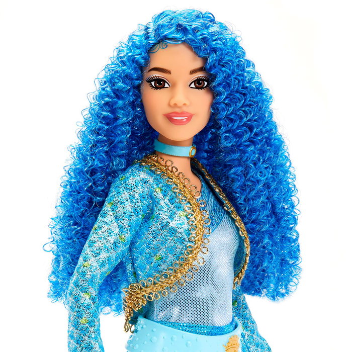 Mattel - Disney Descendants - Muñeca Chloe, fille de Cendrillon, avec cheveux bouclés bleus et tenue emblématique - HWT89
