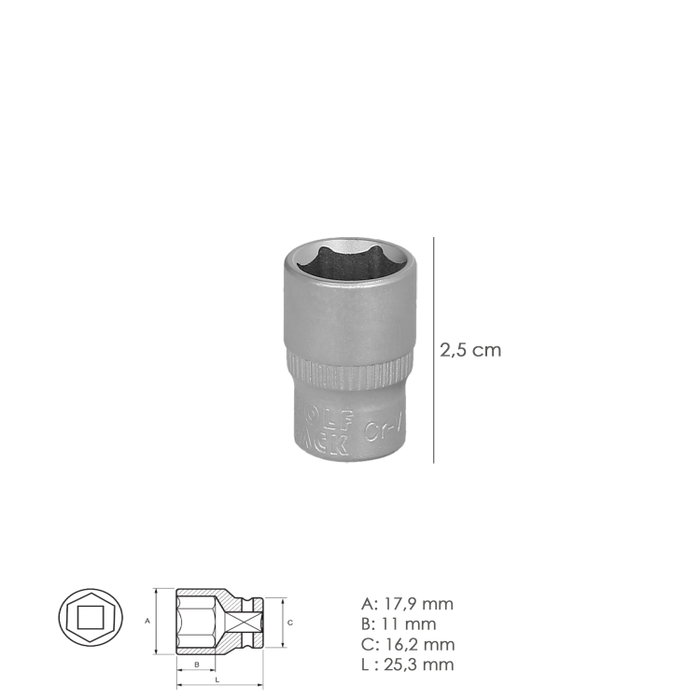 WOLFPACK LINEA PROFESIONAL Clé à douille 1/4'' hexagonale 13 mm