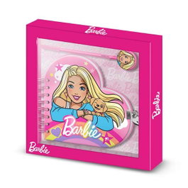 Barbie Journal Coeur avec Clé et Stylo Décoratif - 160 Pages, Couverture Rigide, Dimensions 24 x 23 x 2,5 cm - Modèle Cuad Corazón Llave+Boli
