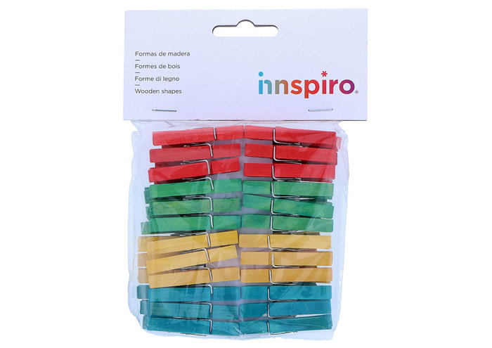 Innspiro Lot de 48 petites pinzas en bois multicolores 48x7mm Innspiro Lot de 48 petites pinzas en bois multicolores 48x7mm
