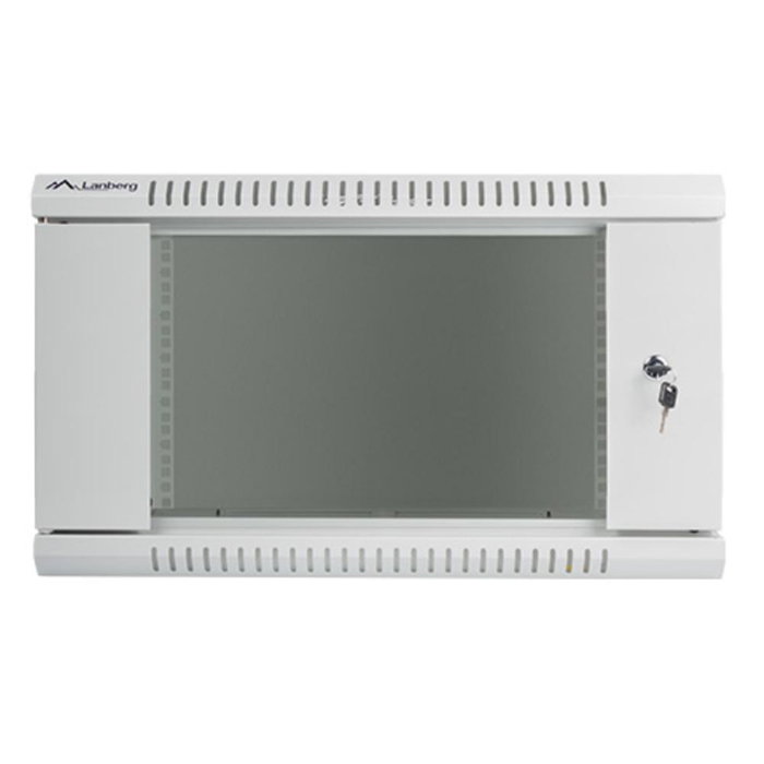 Lanberg Armure de mur 19 pouces 6U 600x450 gris acier porte vitrée capacité 60kg Lanberg Armure de mur 19 pouces 6U 600x450 gris acier porte vitrée capacité 60kg