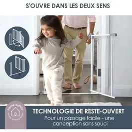 Dreambaby Barrière de sécurité Clear View à panneau transparent, pour ouvertures 75-81 cm, montage par pression sans perçage, blanc