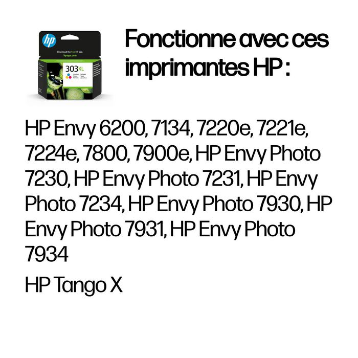 HP Cartouche d'encre HP 303XL trois couleurs grande capacité