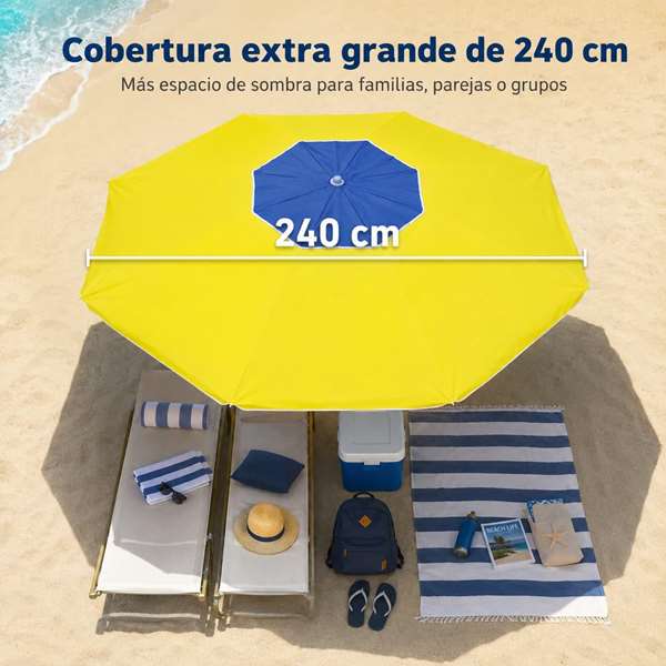 JugaToys Parasol Jaune en Aluminium 240 cm