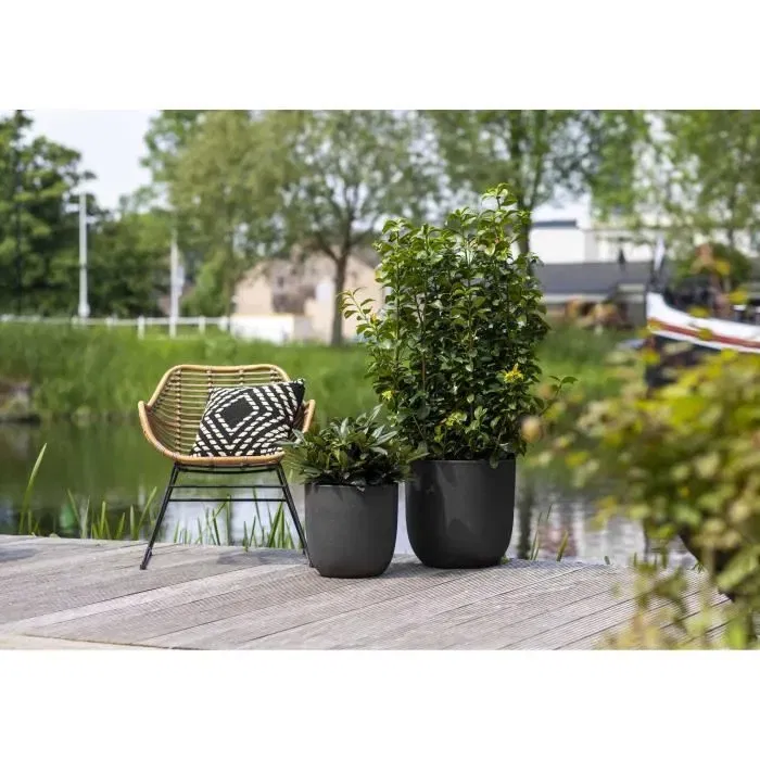 CAPI Jardinière contemporaine Urban Smooth 43 x 41 cm - Noir - Design béton pour intérieur et extérieur