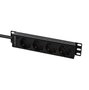 Lanview Multiprise pour rack 1U - 4 prises Schuko 230V, câble 2m, 13A avec protection contre les surtensions et indicateur lumineux