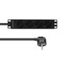 Lanview Multiprise pour rack 1U - 4 prises Schuko 230V, câble 2m, 13A avec protection contre les surtensions et indicateur lumineux