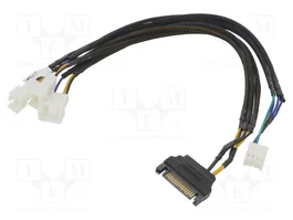 Akasa Cordon d'alimentation pour ventilateurs SATA power, 0,3 m, 3x 4-pin