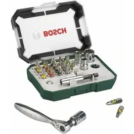 Bosch - Set d'embouts de vissage 26 pièces avec cliquet et douilles - Kit PH, PZ, S, T, HEX - Boîte de rangement